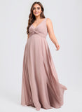 A-line V-Neck Floor-Length Chiffon Bridesmaid Dress