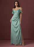 Cold Shoulder Maxi Shealth/Column Bridesmaid Dress