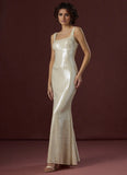 Column/Mermaid Sequin Square-Neck Sleeveless Maxi Prom Dress