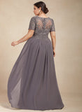 A-line V-Neck Floor-Length Chiffon Lace Mother of the Bride Dress