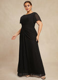 A-line Scoop Ankle-Length Chiffon Mother of the Bride Dress With Beading Pleated