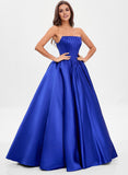 Ball-Gown/Princess Straight Floor-Length Satin Prom Dresses