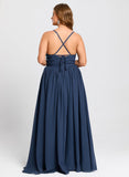 Plus Size A-line V-Neck Floor-Length Chiffon Bridesmaid Dress