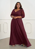 A-Line V-Neck Lace Chiffon Mother of the Bride Dress