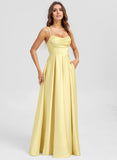 A-line Sweetheart Floor-Length Matte Satin Prom Dresses With Pleated