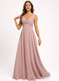 A-line V-Neck Floor-Length Chiffon Bridesmaid Dress