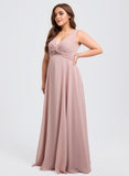 A-line V-Neck Floor-Length Chiffon Bridesmaid Dress