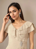 A-Line V-Neck Ruched Chiffon Mother of the Bride Dress