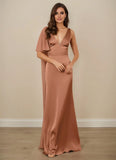 Maxi Plunging Stretch Satin Mermaid Prom Dress