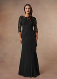 A-Line Scoop Lace Chiffon Mother of the Bride Dress