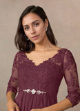 A-Line V-Neck Lace Chiffon Mother of the Bride Dress