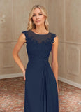 A-Line Scoop Lace Chiffon Mother of the Bride Dress