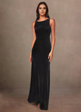 Shealth/Column Velvet Scoop-Neck Sleeveless Maxi Prom Dress