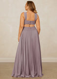 Plus Size Pleated Off Shoulder Chiffon A-Line Bridesmaid Dress