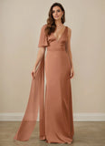 Maxi Plunging Stretch Satin Mermaid Prom Dress