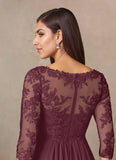 A-Line V-Neck Lace Chiffon Mother of the Bride Dress