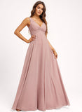 A-line V-Neck Floor-Length Chiffon Bridesmaid Dress