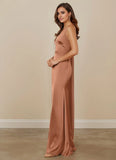 Maxi Plunging Stretch Satin Mermaid Prom Dress