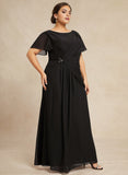 A-line Scoop Ankle-Length Chiffon Mother of the Bride Dress With Beading Pleated