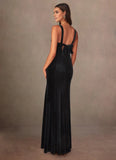 Shealth/Column Velvet Scoop-Neck Sleeveless Maxi Prom Dress