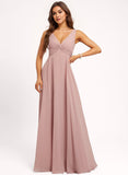 A-line V-Neck Floor-Length Chiffon Bridesmaid Dress