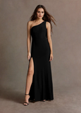 One Shoulder Chiffon Backless Prom Gown