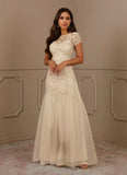 Mermaid Scoop Sequins Tulle Mother of the Bride Dress