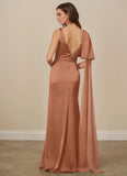 Maxi Plunging Stretch Satin Mermaid Prom Dress