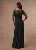 A-Line Scoop Lace Chiffon Mother of the Bride Dress