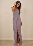 One Shoulder Chiffon Sheath Bridesmaid Dress