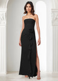 Sheath Strapless Chiffon Floor-Length Dress