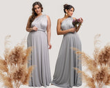 Multiway Infinity A-line V-Neck Sleeveless Pleated Satin Bridesmaid Dress