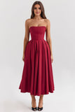 Strapless A-Line Detachable Bow Midi Party Dress