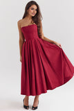 Strapless A-Line Detachable Bow Midi Party Dress