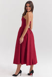 Strapless A-Line Detachable Bow Midi Party Dress