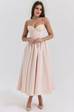 Satin Corset A-Line Deep V-Neck Prom Dress