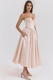 Satin Corset A-Line Deep V-Neck Prom Dress