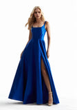 Satin A-Line Cowl-Neck Prom Dress