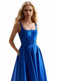 Satin A-Line Cowl-Neck Prom Dress