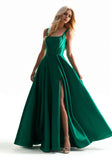 Satin A-Line Cowl-Neck Prom Dress