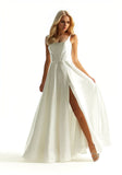 Satin A-Line Cowl-Neck Prom Dress