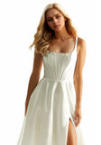 Satin A-Line Cowl-Neck Prom Dress