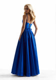 Satin A-Line Cowl-Neck Prom Dress